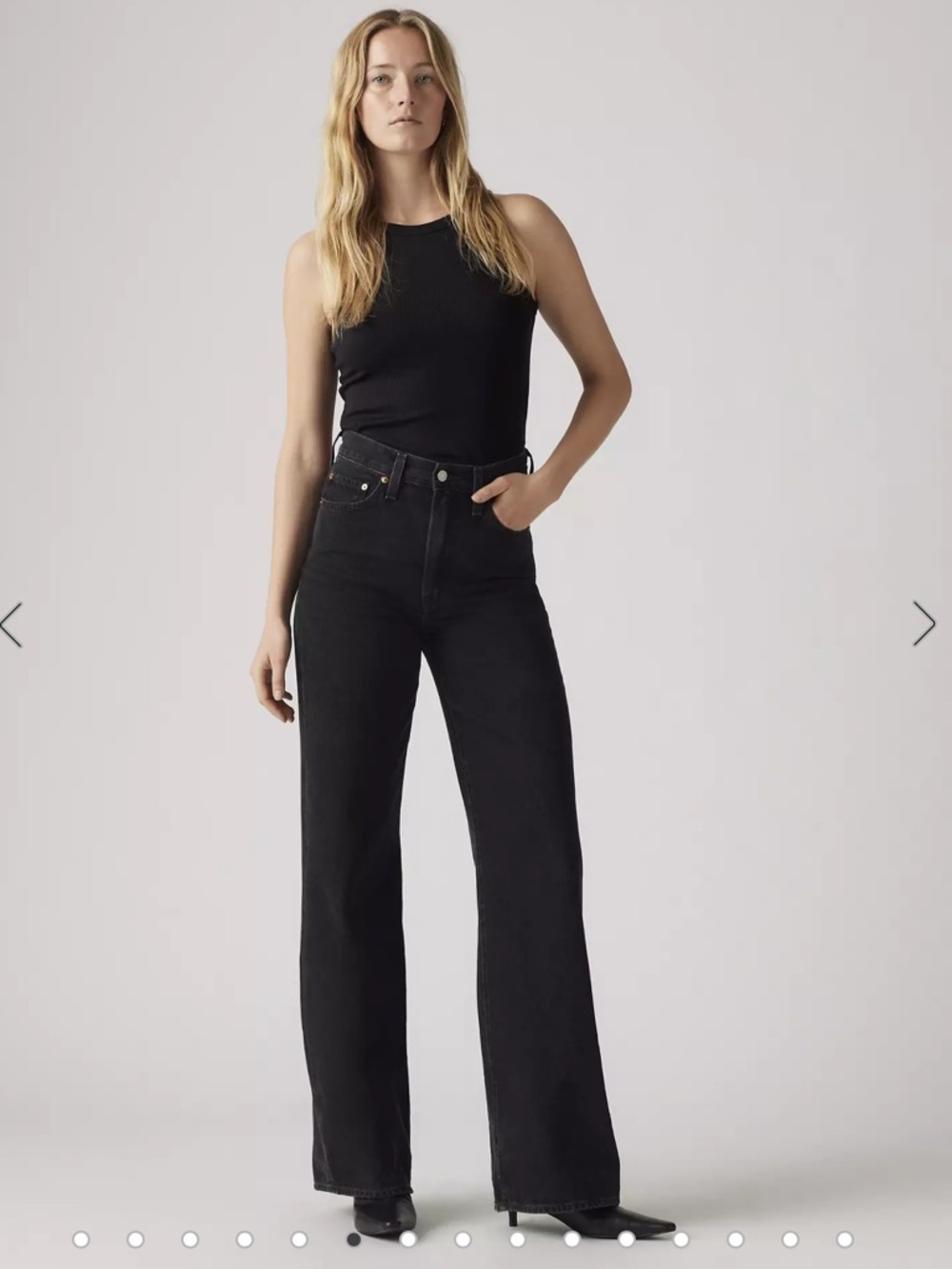 Levi's Ribcage Black High-Rise Wide Leg Jeans size 26